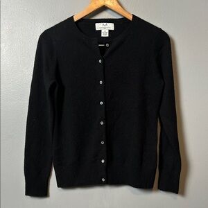 Magaschoni Classic Black Cashmere Cardigan with Pearl button petite small